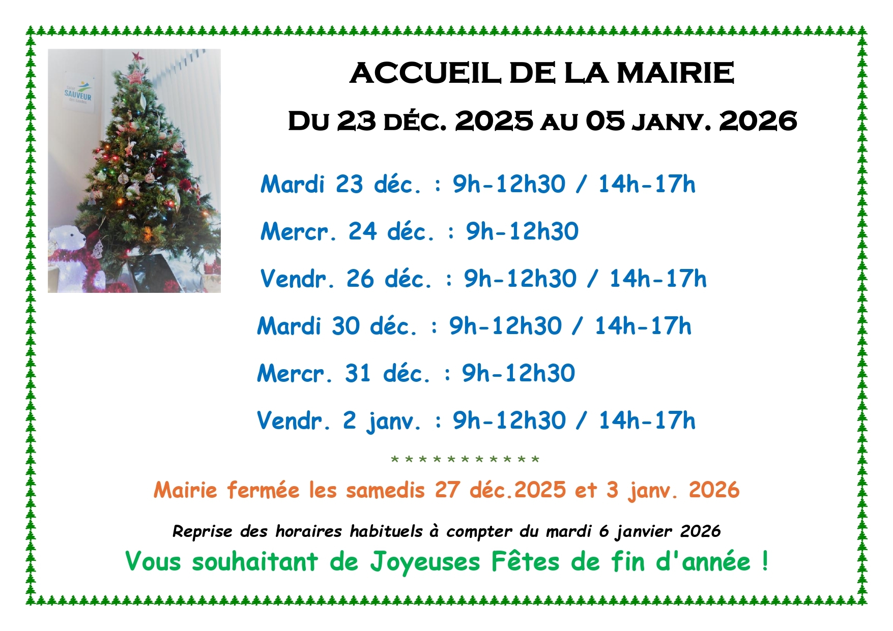 Affiche horaire mairie fin année 2025_page-0001
