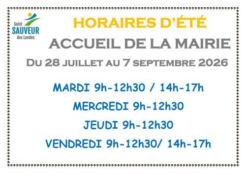 Affiche horaire mairie horaire été 2026_page-0001